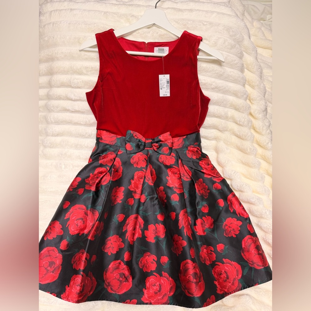 Children Place Red and Black Floral Kids Dress